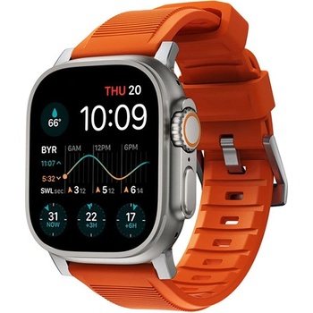 Nomad remienok Rugged Strap pre Apple Watch 44/45/49mm - Ultra Orange/Silver Hardware NM01287285