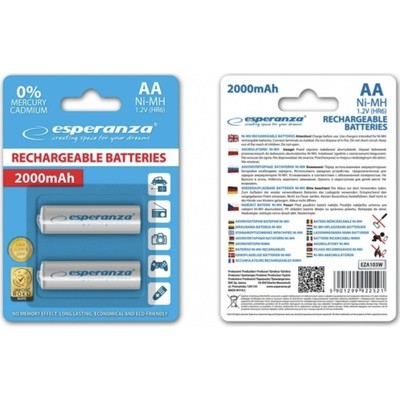 ESPERANZA dobíjecí baterie Ni-MH AA 2000 mAh 2 ks – bílé – Hledejceny.cz