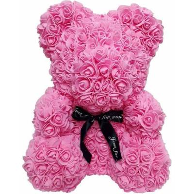 BudNej medvídek z růží 25 cm - růžový - v dárkovém balení - MN9403
