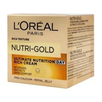 L'Oréal Paris Nutri Gold Ultimate Nutrition Rich Day Cream - Дневен подхранващ крем за лице за суха кожа