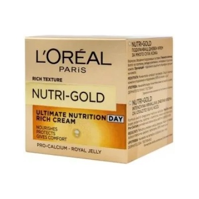 L'Oréal Paris Nutri Gold Ultimate Nutrition Rich Day Cream - Дневен подхранващ крем за лице за суха кожа