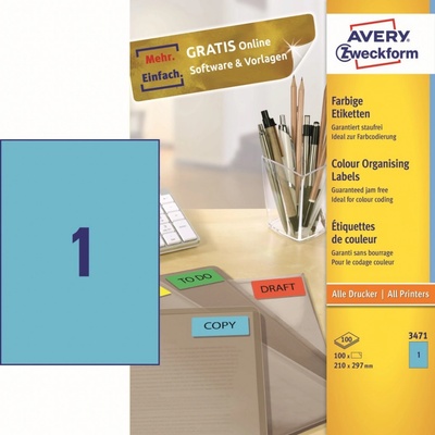 Avery Zweckform 100 listů, A4, modré 3471