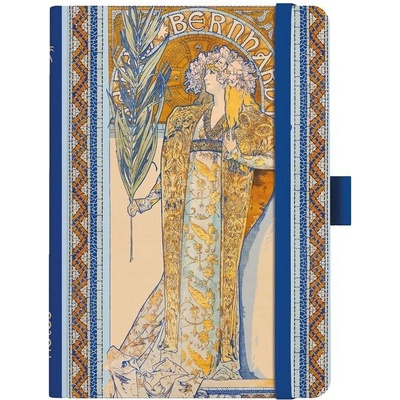 Notes A5 Premium Alfons Mucha 2027 linkovaný modrý