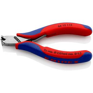 KNIPEX Клещи резачки, синьо-червена ръкохватка 115мм, с отваряща пружина, Knipex (K6412115)