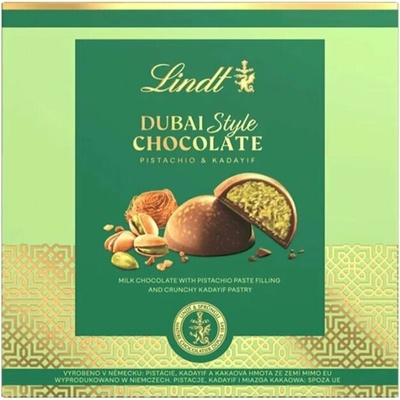 Lindt Dubajské pralinky mléčná čokoláda s pistácii 90 g