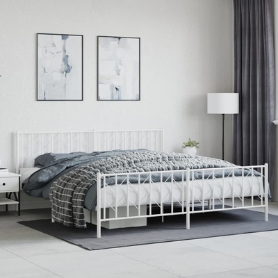 Petrashop 374510 Kovový rám postele s hlavovým a nožním čelem bílý