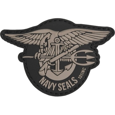 101INC Nášivka 3D plastová NAVY SEALS ŠEDÁ