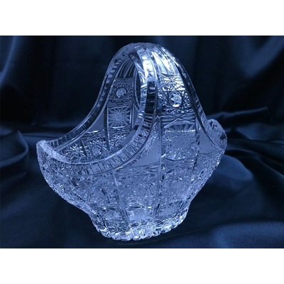 Krištálový brúsený dekoratívny košík 14 cm