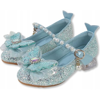 Blýskavé střevíčky slavnostní botičky pro dívky modré