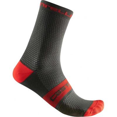 Castelli ponožky Superleggera T 12 Sock Military Green/Fiery Red