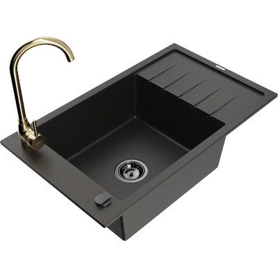 Mexen Elias гранитна мивка с 1 отделение с отцедник и кухненски смесител (6511-75-670200-50-B)