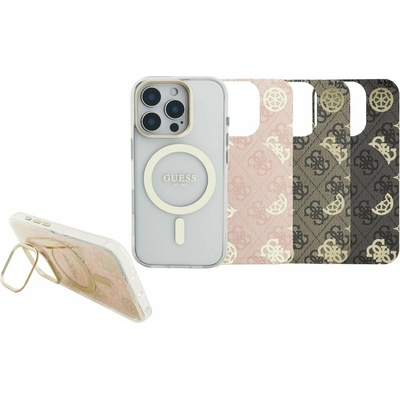 GUESS PC/TPU Electroplated Stand Camera Frame MagSafe Заден калъф с Подменяем Фон за iPhone 16 Pro Guess | Lilav | ЖЕНИ | UNI