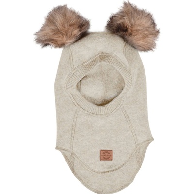 MIKK-LINE Merino kukla detská s brmbolcami béžová Melange Offwhite Mikk Line