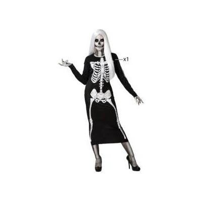 BigBuy Carnival Маскировъчен костюм за възрастни Скелет Дама Черен Размер xs/s