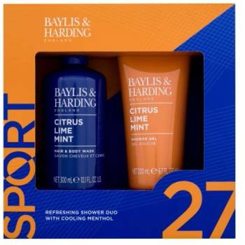 Baylis & Harding Citrus Lime Mint Refreshing Shower Duo подаръчен комплект: Душ гел за тяло и коса 300 ml + душ гел 200 ml за мъже