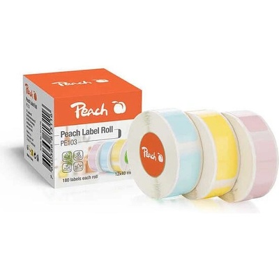 PEACH PE101 12 x 40 mm 3 x 180 ks termální syntetický papír modrá žlutá růžová – Zbozi.Blesk.cz