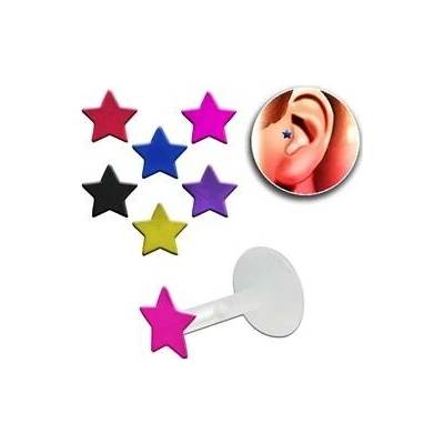 Piercingate labreta hvězdička PLA00240 černá