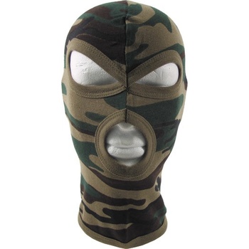 Kukla MFH bavlnená Balaclava 3 otvory woodland US