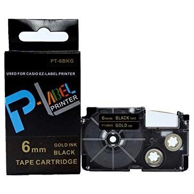 Kompatibilná páska s Casio XR-6BKG 6mm x 8m zlatá tlač / čierny podklad