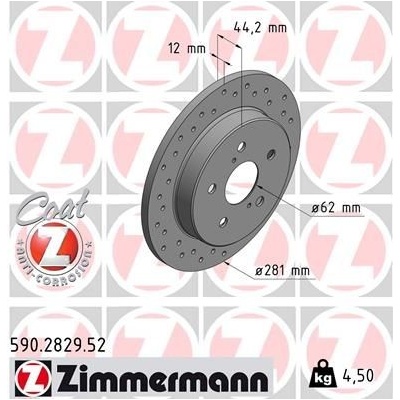 Brzdový kotúč (cena za 1ks) ZIMMERMANN 590.2829.52