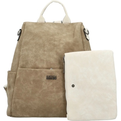 Trendy dámský koženkový kabelko-batoh Laionel new taupe
