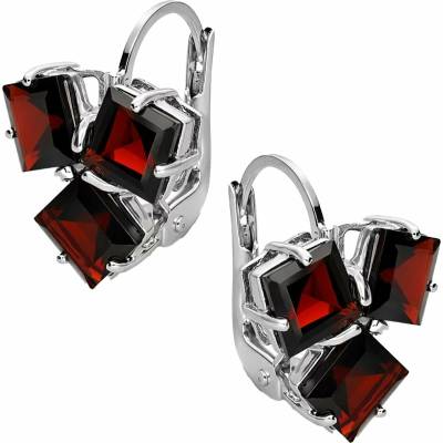 Zlaton Náušnice bílé zlato visací 1.4cm 3.35g s granátem O28052505750