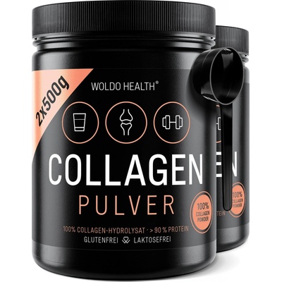 WoldoHealth Kolagen proteinový prášek 100% hovězí kolagen z pastvy 2x 500 g