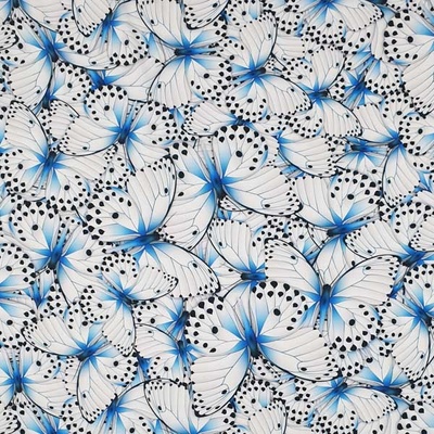 Satén N5876, modrí motýle, š.145