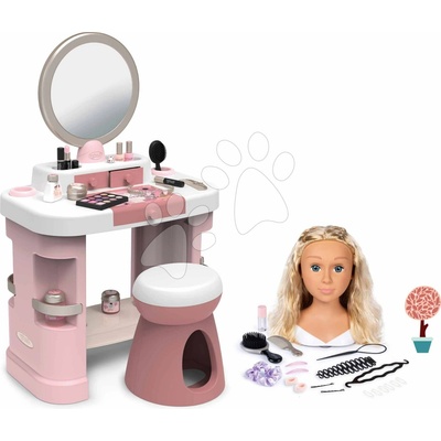 My Beauty Dressing Set kozmetický stolík s česacou hlavou s dlhými vláskami Table Smoby so stoličkou a nastaviteľným zrkadlom
