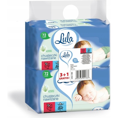 Lula Vlhčené obrúsky s aloe vera 4 x 72 ks