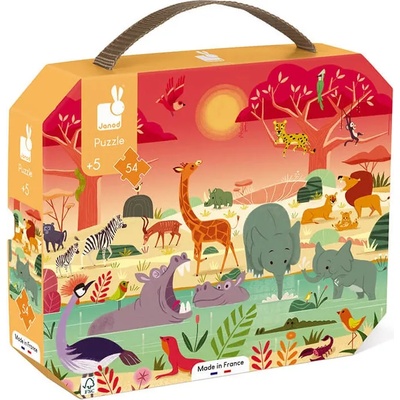Janod Детски пъзел в куфарче Janod - Резерват, 54 части (J02650)