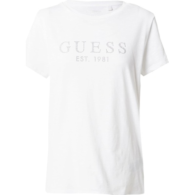 GUESS Тениска 'Crystal Easy' бяло, размер L