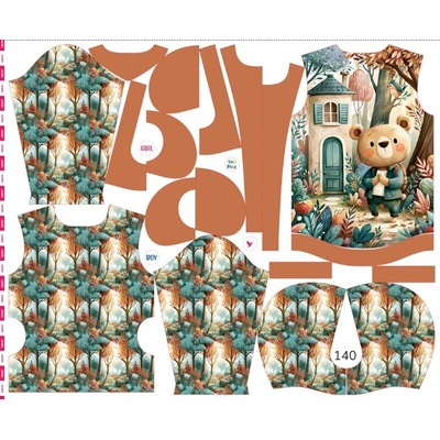 Takoy Panel se střihem 140 dětská softshellová bunda medvídek Félix-NS-29279