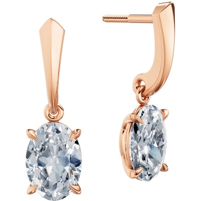 DF dámske náušnice 6433, růžové zlato s laboratorními diamanty o celkové váze 3.00 ct VS1/F