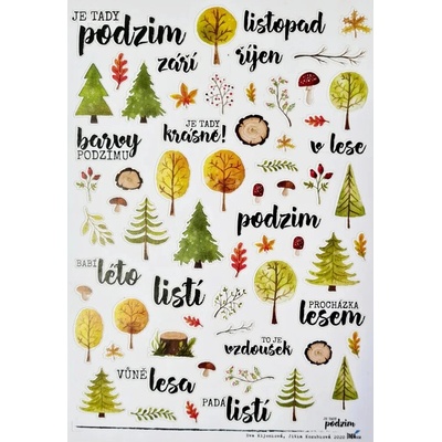 Průhledné samolepky HuráPapír Hurá Papír - A5 / JE TADY, PODZIM - české samolepky, bílý