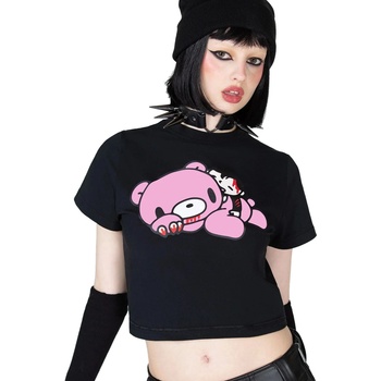 Image 1 of KILLSTAR дамска тениска (топ) KILLSTAR x GLOOMY the Naughty Grizzly - Friendship - черно - KSRA010681