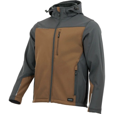 Sara Workwear Softshellová bunda COMFORT PLUS hnědá tmavě šedá