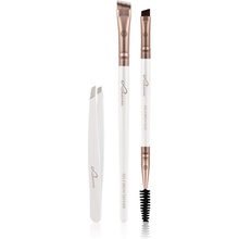 Luvia Cosmetics Prime Vegan pinzeta so zošikmeným koncom + 425 Brow Definer skosený štetec na obočie + 430 Brow Duo obojstranný štetec na obočie