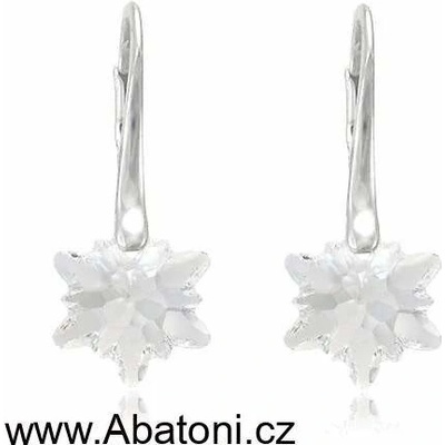 Swarovski Elements Edelweiss Snowflake krystal stříbrné náušnice visací bílá vločka protěž kytička 31130.1 Crystal bílá čirá křišťálová