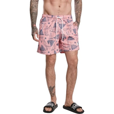 Urban Classics Бански гащета Urban classics Pattern swimming shorts - Pink (Pink / Blue)