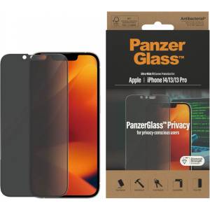 Panzer Стъклен протектор PanzerGlass за Apple iPhone 14 / 13/ 13 Pro, UWF, Privacy, Antibacterial - Черен