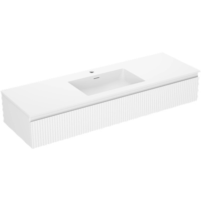 Mexen Rivel шкаф за баня 140 см с мивка Otis, 1 чекмедже, рифелован, бял мат - 91A20-14023-1-BF01-W18M01 (91A20-14023-1-BF01-W18M01)