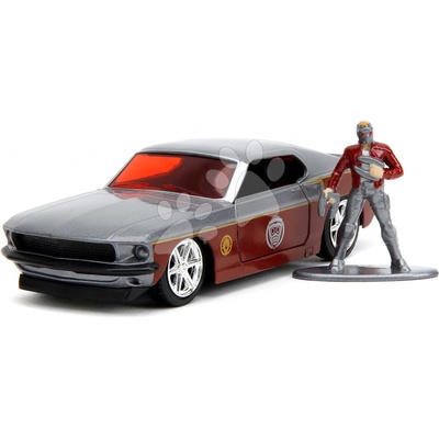 Jada Autíčko Fastback 1969 Ford Mustang Marvel kovové s otevíratelnými dveřmi a figurka Star Lord délka 13,9 cm 1:32