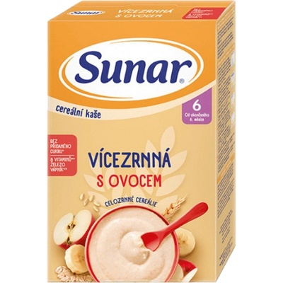 Sunar cereální kaše Vícezrná s ovocem 210 g