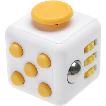 Fidget Cube antistresová kostka Bílo žlutý