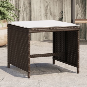 vidaXL Външни табуретки с възглавници 4 бр кафяв 40x40x35 см полиратан (4007486)