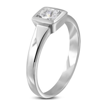 Šperky4U ocelový prsten se čtvercovým zirkonem OPR1009