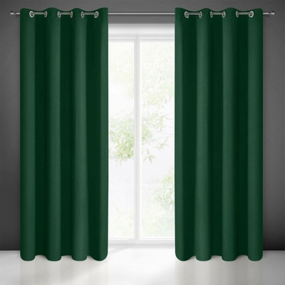 Eurofirany Závěs 135 x 250 cm matně zelený s kovovými kroužky BLACKOUT