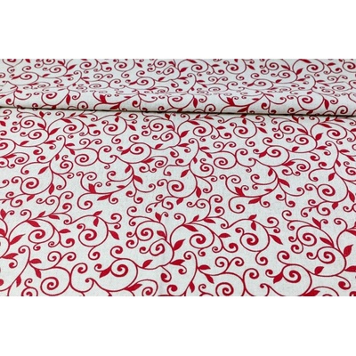 MADE IN ITALY Dekoračná látka červené lístie, š. 140 cm Červená Šírka 140 cm