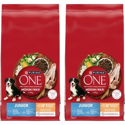 Purina One Junior Medium & Maxi kuracie & ryža 2 x 7 kg